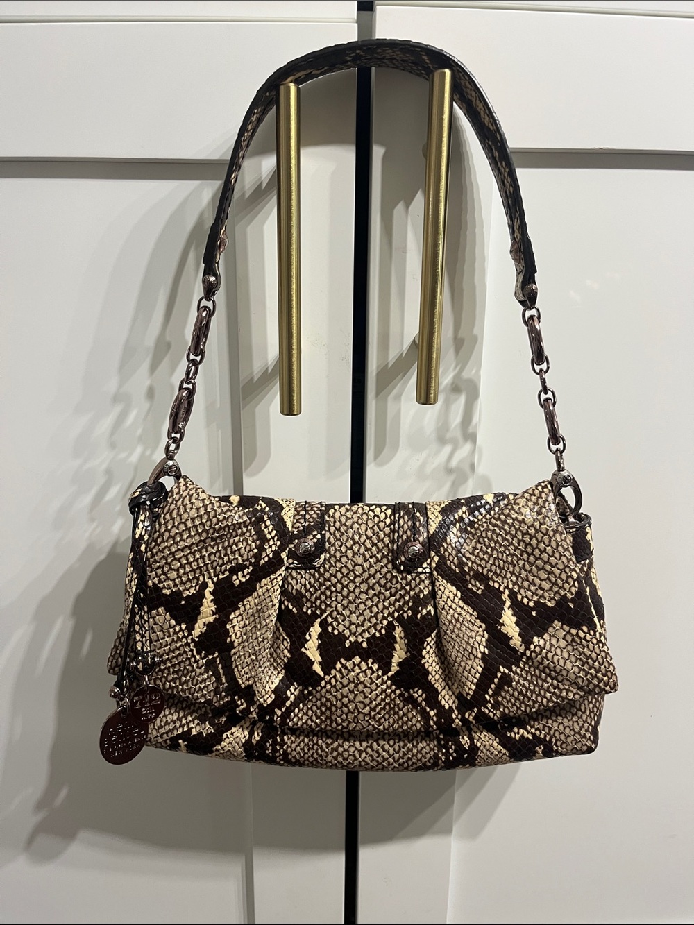 henri bendel Snake-Print Shoulder Bag with Mirror